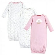 Hudson Baby Infant Girl Cotton Long-Sleeve Gowns 3pk, Pink Clouds, 0-6 Months
